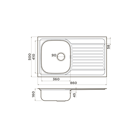 Кухонная мойка из нержавейки Omoikiri Kashiogawa 86-IN нержавеющая сталь