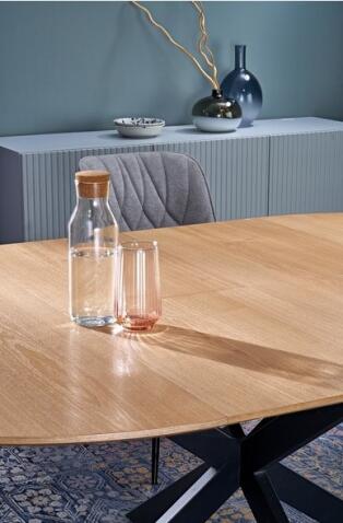 Стол обеденный HALMAR ACORD натуральный/черный 120-200/120