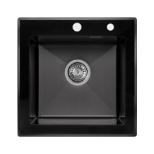 Мойка ARFEKA ECO AR 500*500 GS BLACK GLASS + BLACK PVD NANO Мойка ARFEKA ECO AR 500*500 GS BLACK GLASS + BLACK PVD NANO