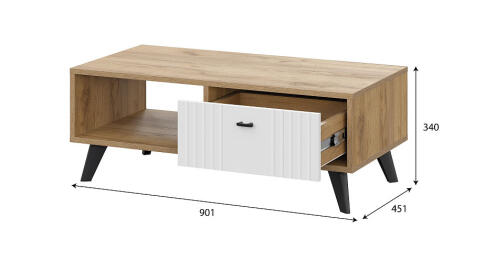 Стол журнальный SV-МЕБЕЛЬ (МС Милан К) Дуб Золотой/Белый Матовый