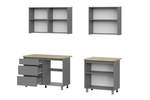 Кухонный гарнитур NN Мебель "Денвер" (2,0 м) Графит серый/Дуб Сонома