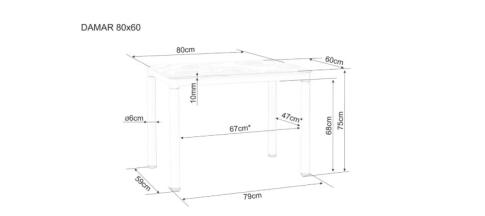 Стол обеденный SIGNAL DAMAR черный 80/60
