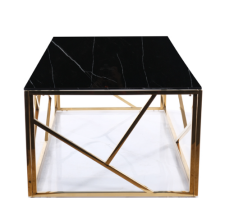 Стол журнальный SIGNAL ESCADA A II эффект черного мрамора/золотой, 120/60/40