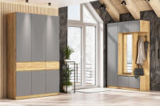 Вешалка NN Мебель (МС Авиньон К) Серия 2 Дуб Крафт Золотой/Графит серый, с зеркалом