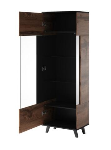 Шкаф-витрина HALMAR RANDOM W-1 дуб вотан/черный