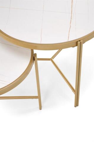 Комплект HALMAR FATIMA (2 стола журнальных) белый мрамор/золотой