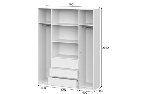 Шкаф NN Мебель (МС Денвер К) Серия 2 Белый, четырехстворчатый с 3 ящ. SAFE