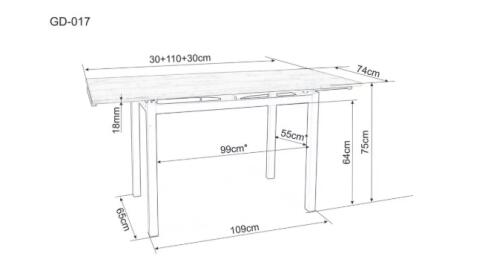 Стол обеденный SIGNAL GD017 белый/хром 110-170/74