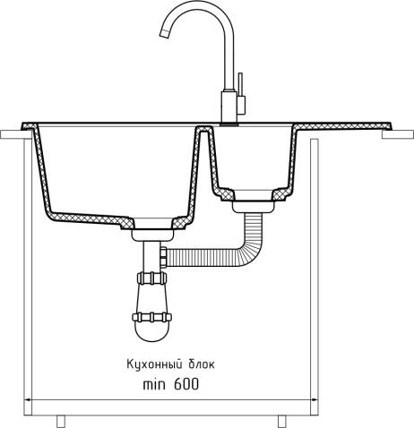Кухонная мойка GRANFEST QUADRO Q-775KL черный