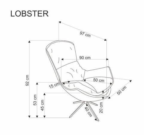 Кресло HALMAR LOBSTER корица/черный