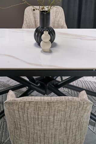 Стол обеденный HALMAR VITORINO белый мрамор/черный 160-220/90