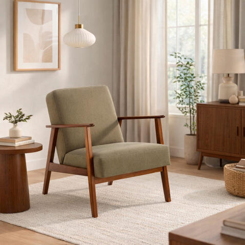 Кресло HALMAR MILANO 1S tap. Castel 39 оливковый/орех