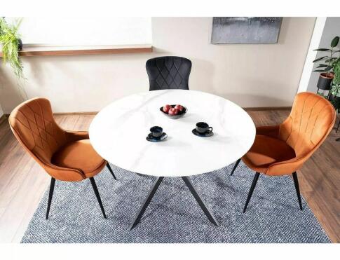 Стол обеденный SIGNAL TALIA эффект белого мрамора/черный 90