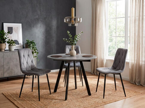 Стол ВВР Элип Камень темный/черный профиль, ЛДСП