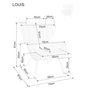 Кресло SIGNAL LOUIS Velvet 14 серый/черный