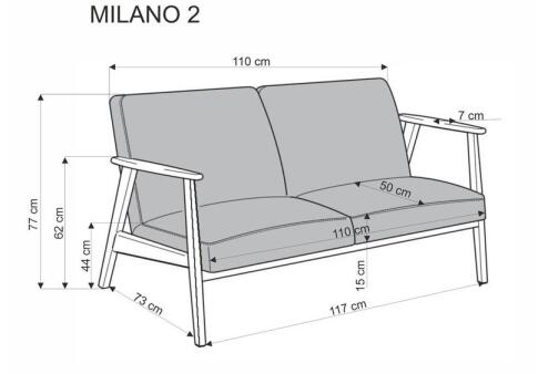 Диван HALMAR MILANO 2S tap. Castel 15 бежевый/орех