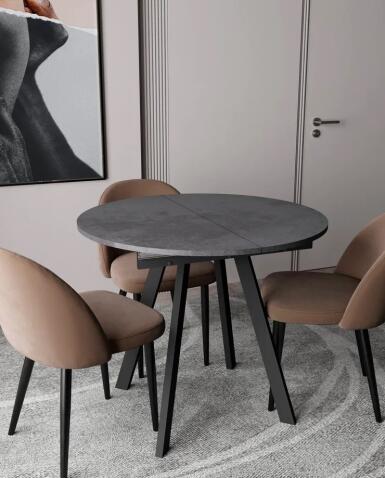 Стол ВВР Элип Камень темный/черный профиль, ЛДСП