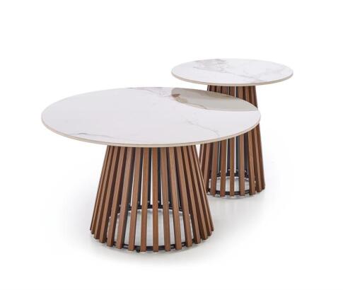 Стол журнальный HALMAR CARINA S бежевый мрамор/орех