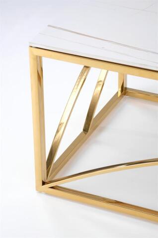 Стол журнальный HALMAR UNIVERSE 3 белый мрамор/золотой