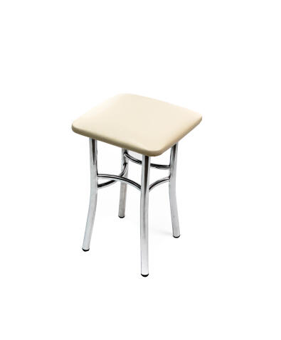 Табурет ВВР Квадрат ваниль/хром, экокожа