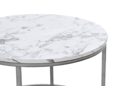 Комплект HALMAR PAOLA (2 стола журнальных) мрамор/серебристый