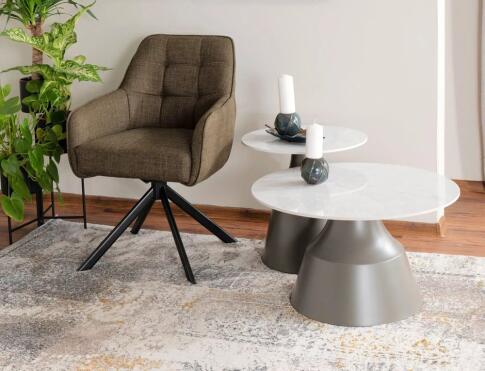 Комплект SIGNAL ITAKA (2 стола журнальных) белый/серый