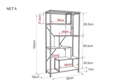 Стеллаж SIGNAL NET A орех/черный 163/85