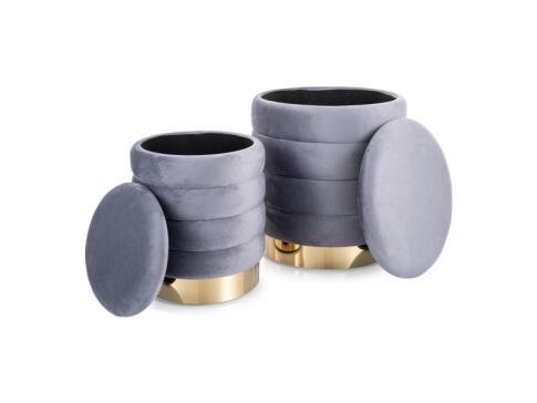 Комплект SIGNAL BRITTA Velvet (2 пуфа) серый