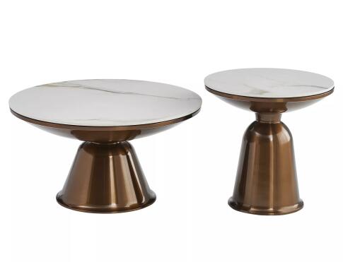 Комплект SIGNAL VERA (2 стола журнальных) белый/медный 75/41, 50/49