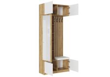 Прихожая МК Стиль БОСТОН МДФ дуб крафт золотой/глянцевая белый кожзам.