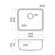 Кухонная мойка из нержавейки Omoikiri Omi 43-U/I-GB Ultra Mini графит