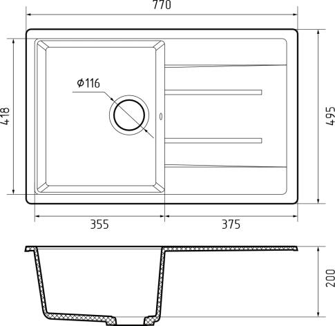 Кухонная мойка GRANFEST QUADRO Q-780L графит