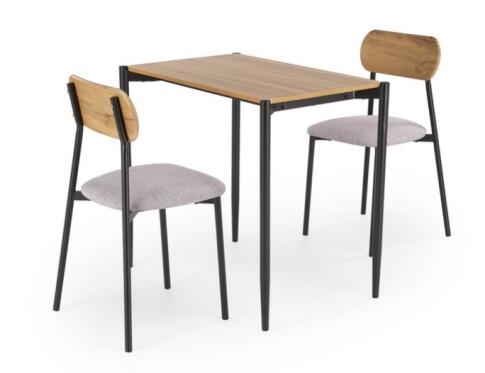 Комплект HALMAR NANDO (стол+ 2 стула) натуральный/черный/серый