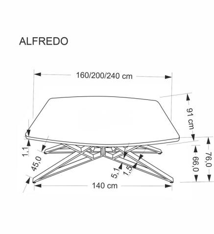 Стол обеденный HALMAR ALFREDO белый мрамор/черный 160-240/91