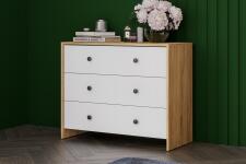 Комод NN Мебель (МС Дольче К) 3 ящика Дуб Золотой/Белый