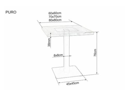 Стол обеденный SIGNAL PURO дуб/черный 70/70