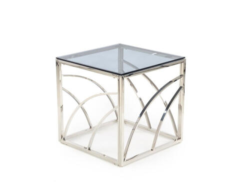 Стол журнальный HALMAR UNIVERSE KWADRAT дымчатый/серебристый, 55/55/55