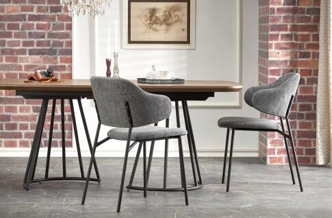 Стол обеденный HALMAR EVERTON ореховый/черный 180-200/100