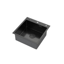 Мойка ARFEKA ECO AR 500*500 POP-UP BLACK PVD NANO DECOR VOLCANIC ROCK