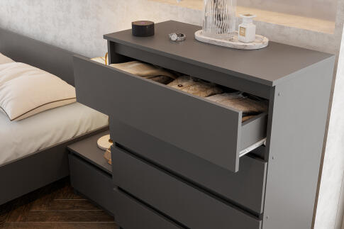 Комод NN Мебель (МС Денвер К) Графит серый, 4 ящ.