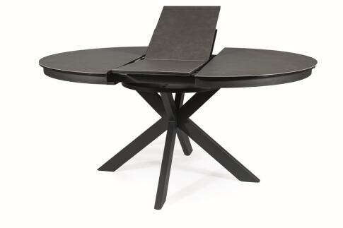 Стол обеденный SIGNAL PORTO Ceramic темно-серый мрамор/черный мат 120-160/120