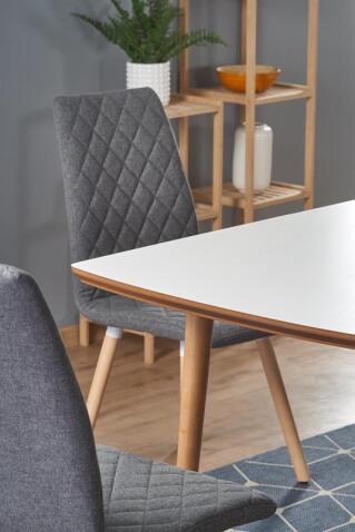 Стол обеденный HALMAR BARRET белый матовый/дуб лефкас 90-190/80