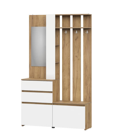 Вешалка NN Мебель (МС Некст К) Дуб Золотой/Белый, с зеркалом