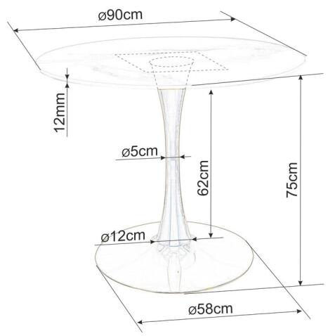 Стол обеденный SIGNAL ESPERO белый мрамор/белый 90