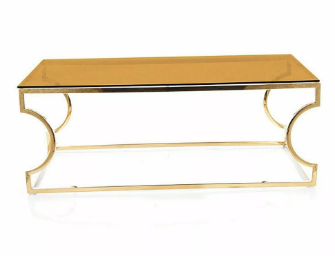 Стол журнальный SIGNAL KENZO A дымчатый янтарь/золотой, 120/60