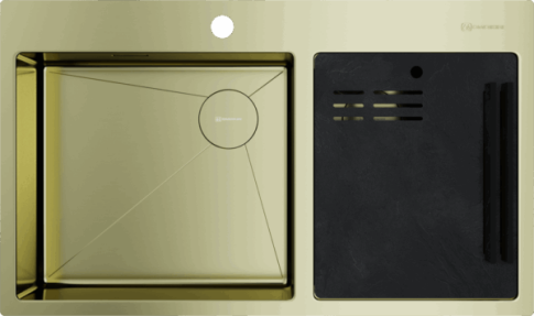 Кухонная мойка из нержавейки Omoikiri Akisame 86-2-LG Side золото