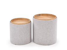 Комплект HALMAR AVIKO (2 пуфа) светло-серый/натуральный