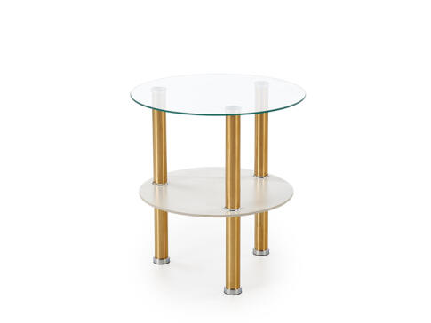 Стол журнальный HALMAR DUCAT S белый мрамор/прозрачный/золотой