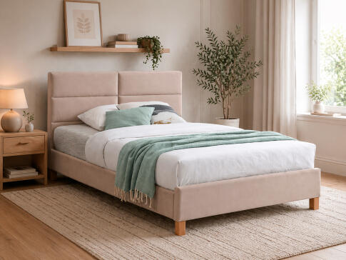 Кровать SIGNAL SIERRA Velvet Bluvel 28 бежевый/дуб, 120/200