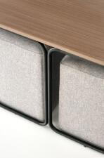 Комплект HALMAR PAMPA (стол журнальный + 2 пуфа) орех/черный, серый